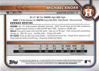 2022 Bowman Draft - Chrome #BDC-120 Michael Knorr Back