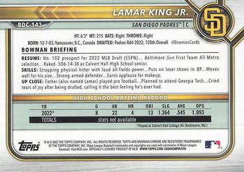 2022 Bowman Draft - Chrome #BDC-143 Lamar King Jr. Back