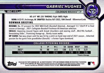 2022 Bowman Draft - Chrome #BDC-151 Gabriel Hughes Back