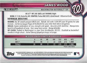 2022 Bowman Draft - Chrome #BDC-171 James Wood Back