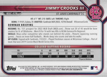 2022 Bowman Draft - Chrome #BDC-178 Jimmy Crooks III Back