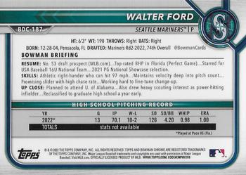 2022 Bowman Draft - Chrome #BDC-187 Walter Ford Back