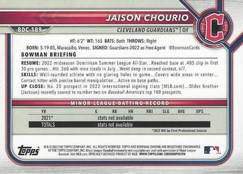 2022 Bowman Draft - Chrome #BDC-189 Jaison Chourio Back