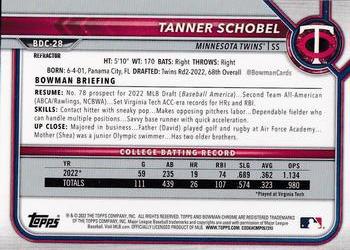 2022 Bowman Draft - Chrome Refractor #BDC-28 Tanner Schobel Back