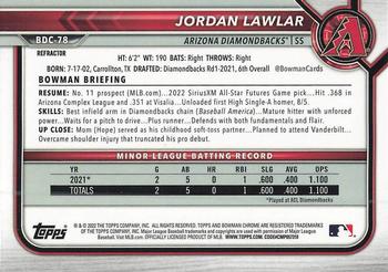 2022 Bowman Draft - Chrome Refractor #BDC-78 Jordan Lawlar Back