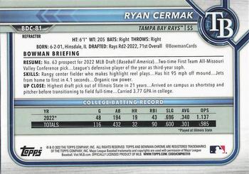 2022 Bowman Draft - Chrome Refractor #BDC-81 Ryan Cermak Back