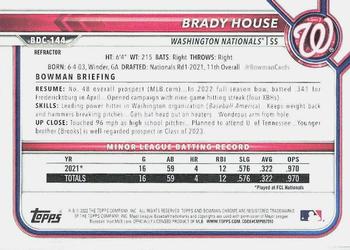 2022 Bowman Draft - Chrome Refractor #BDC-144 Brady House Back