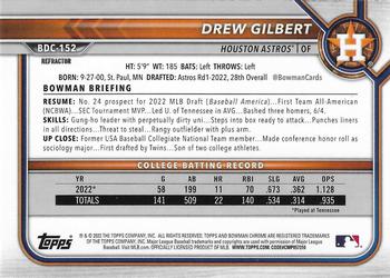 2022 Bowman Draft - Chrome Refractor #BDC-152 Drew Gilbert Back