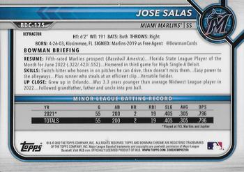2022 Bowman Draft - Chrome Refractor #BDC-175 Jose Salas Back
