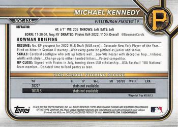 2022 Bowman Draft - Chrome Refractor #BDC-176 Michael Kennedy Back