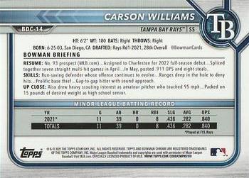 2022 Bowman Draft - Chrome Black & White RayWave Refractor #BDC-14 Carson Williams Back