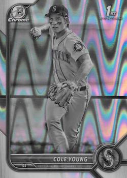 2022 Bowman Draft - Chrome Black & White RayWave Refractor #BDC-112 Cole Young Front