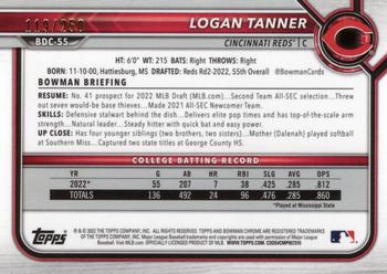 2022 Bowman Draft - Chrome Purple Refractor #BDC-55 Logan Tanner Back