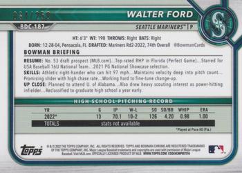 2022 Bowman Draft - Chrome Purple Refractor #BDC-187 Walter Ford Back