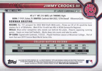 2022 Bowman Draft - Chrome Green Refractor #BDC-178 Jimmy Crooks III Back