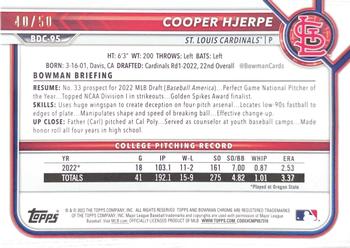 2022 Bowman Draft - Chrome Gold Refractor #BDC-95 Cooper Hjerpe Back