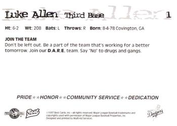 1997 Best Great Falls Dodgers #1 Luke Allen Back