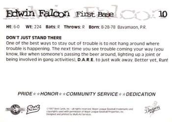 1997 Best Great Falls Dodgers #10 Edwin Falcon Back