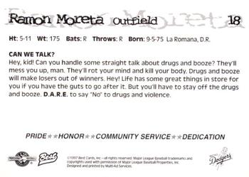 1997 Best Great Falls Dodgers #18 Ramon Moreta Back