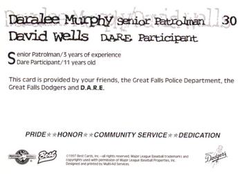 1997 Best Great Falls Dodgers #30 Daralee Murphy / David Wells Back