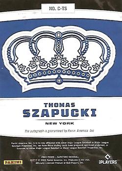 2022 Panini Capstone - Crown Autographs #C-TS Thomas Szapucki Back