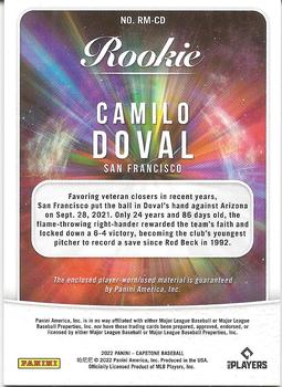 2022 Panini Capstone - Rookie Materials #RM-CD Camilo Doval Back