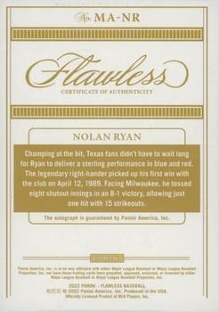 2022 Panini Flawless - Momentous Autographs #MA-NR Nolan Ryan Back