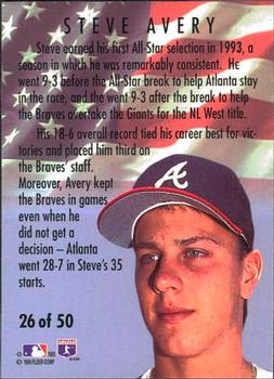 1994 Fleer - All-Stars #26 Steve Avery Back