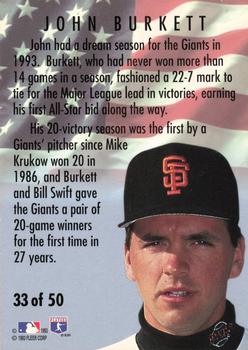 1994 Fleer - All-Stars #33 John Burkett Back