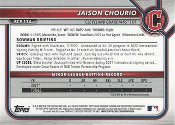 2022 Bowman Chrome - Prospects Mojo Refractor #BCP-174 Jaison Chourio Back