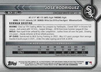 2022 Bowman Chrome - Prospects Mojo Refractor #BCP-185 Jose Rodriguez Back