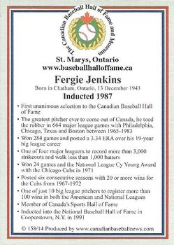 2002-23 Canadian Baseball Hall of Fame #158/14 Fergie Jenkins Back