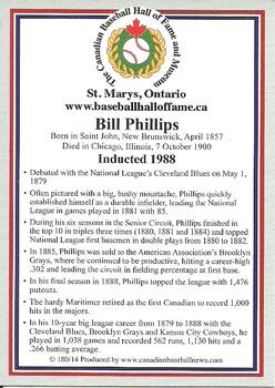 2002-23 Canadian Baseball Hall of Fame #180/14 Bill Phillips Back