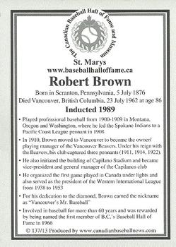 2002-23 Canadian Baseball Hall of Fame #137/13 Bob Brown Back
