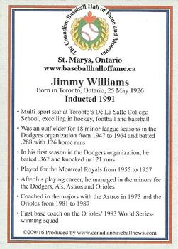 2002-23 Canadian Baseball Hall of Fame #209/16 Jimmy Williams Back