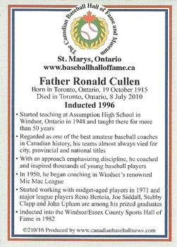 2002-23 Canadian Baseball Hall of Fame #210/16 Ronald Cullen Back