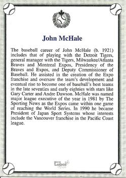 2002-23 Canadian Baseball Hall of Fame #NNO John McHale Back