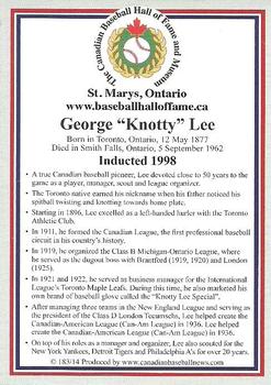 2002-23 Canadian Baseball Hall of Fame #183/14 George Lee Back