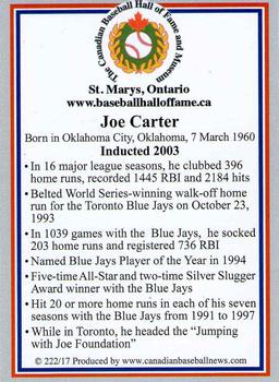 2002-23 Canadian Baseball Hall of Fame #222/17 Joe Carter Back