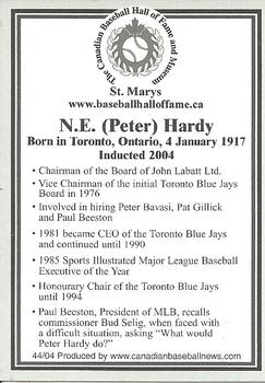 2002-23 Canadian Baseball Hall of Fame #44/04 Peter Hardy Back