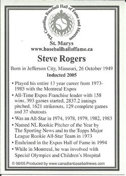 2002-23 Canadian Baseball Hall of Fame #56/05 Steve Rogers Back