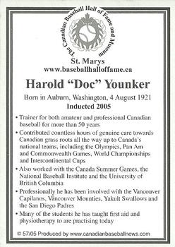 2002-23 Canadian Baseball Hall of Fame #57/05 Doc Younker Back