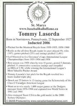 2002-23 Canadian Baseball Hall of Fame #66/06 Tommy Lasorda Back