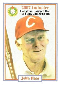 2002-23 Canadian Baseball Hall of Fame #76/07 John Haar Front