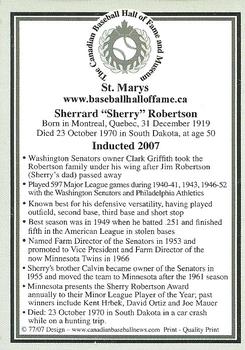 2002-23 Canadian Baseball Hall of Fame #77/07 Sherry Robertson Back