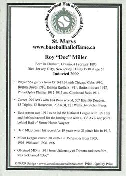 2002-23 Canadian Baseball Hall of Fame #84/09 Roy Miller Back