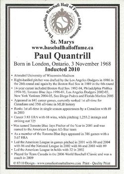 2002-23 Canadian Baseball Hall of Fame #87/10 Paul Quantrill Back