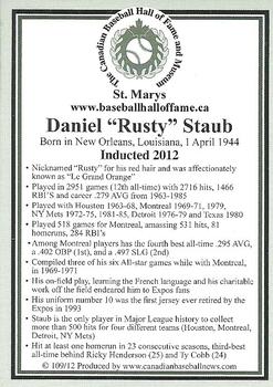 2002-23 Canadian Baseball Hall of Fame #109/12 Rusty Staub Back
