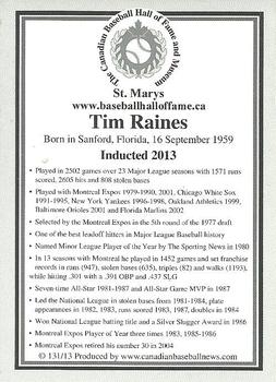 2002-23 Canadian Baseball Hall of Fame #131/13 Tim Raines Back