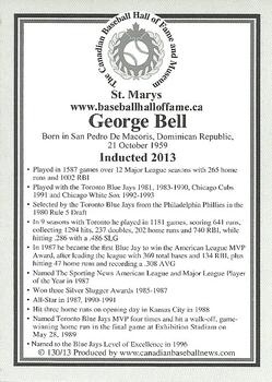 2002-23 Canadian Baseball Hall of Fame #130/13 George Bell Back